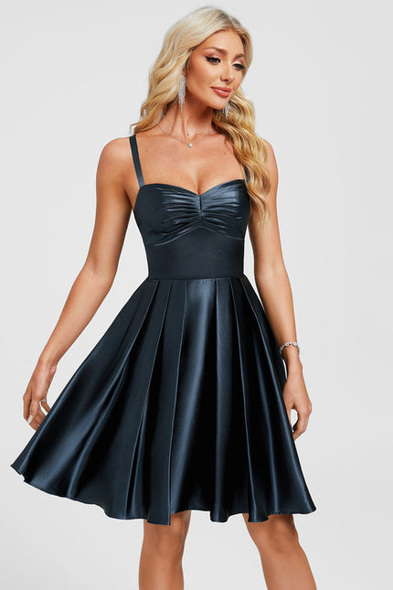Robe Trapèze Noir Chic Satiné - gallery 5