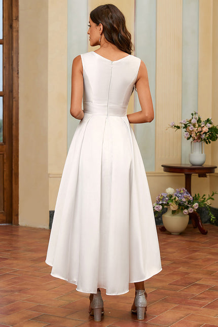 Robe Trapèze Blanche Satin Mariée - gallery 2