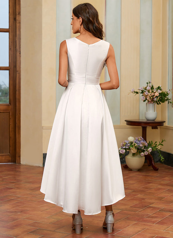 Robe Trapèze Blanche Satin Mariée - gallery 2