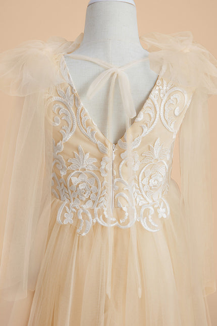 Robe Trapèze Tulle Écru - gallery 4