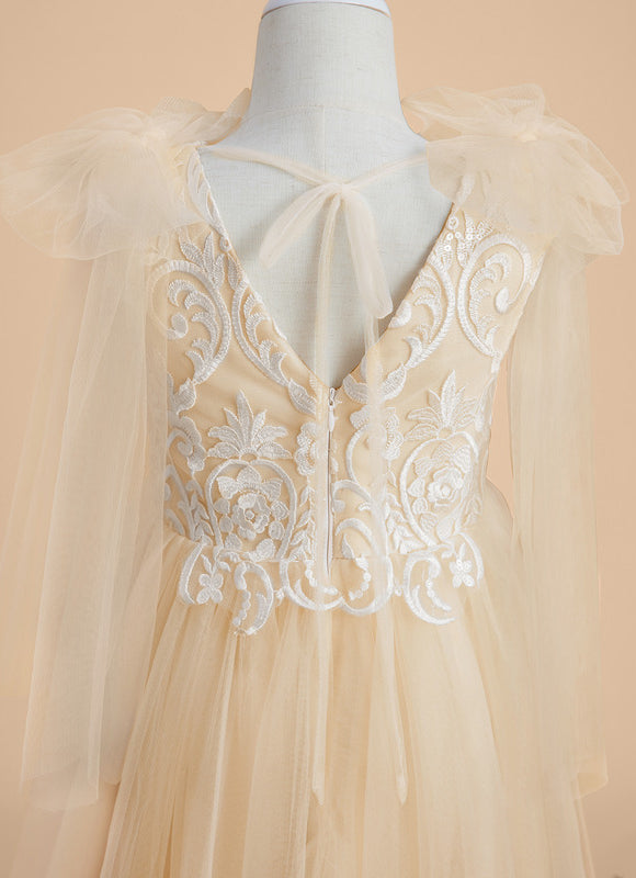 Robe Trapèze Tulle Écru - gallery 4