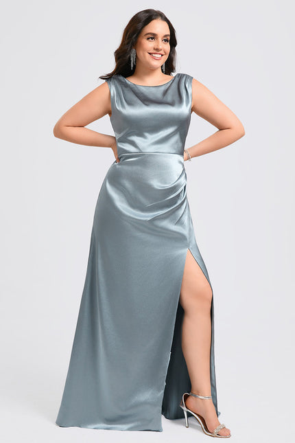 Robe Trapèze Satin Aqua Élégant - gallery 8