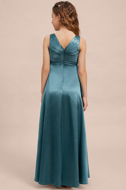 Robe Trapèze Satinée Longue Émeraude - gallery 7