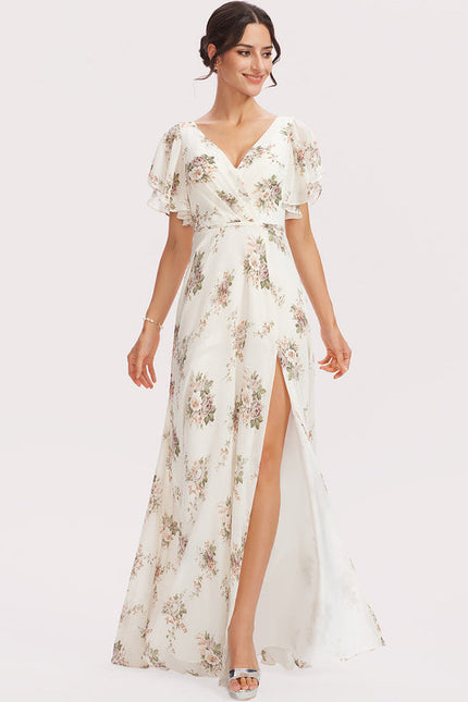 Robe Trapèze Longue Beige Élégante