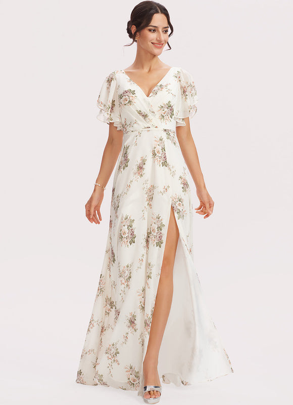 Robe Trapèze Longue Beige Élégante