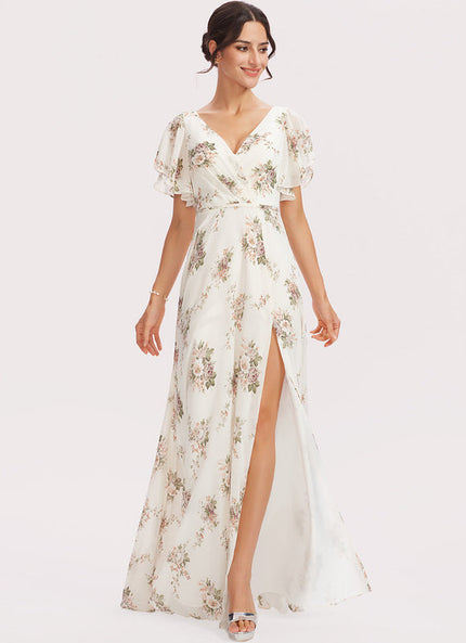 Robe Trapèze Longue Beige Élégante