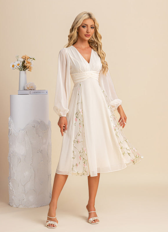 Robe Trapèze Élégance Florale Lumineuse - gallery 4