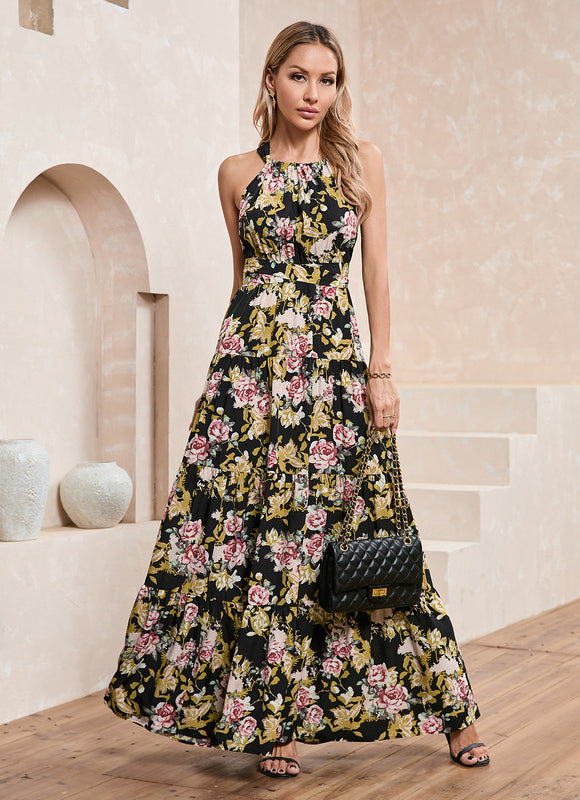 Robe Trapèze Fleurie Éclatante - gallery 7