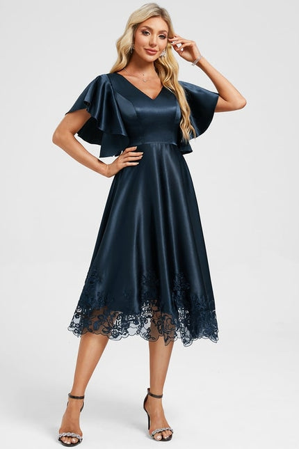 Robe Trapèze Élégante À Dentelle - gallery 1