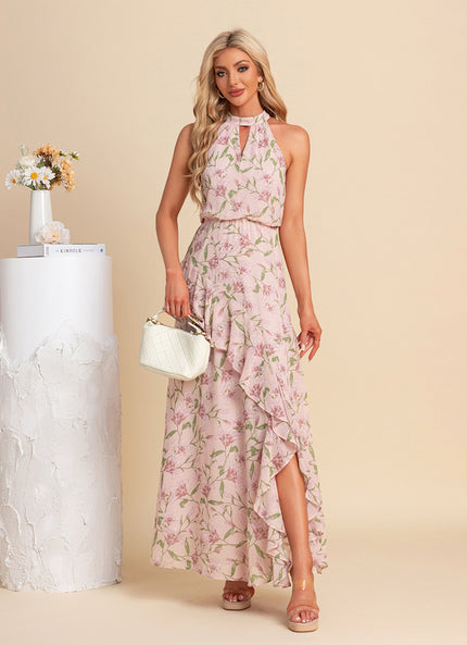 Robe Trapèze Éclat Floral Rose