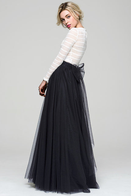 Robe Trapèze Tulle Noir Éthéré - gallery 2