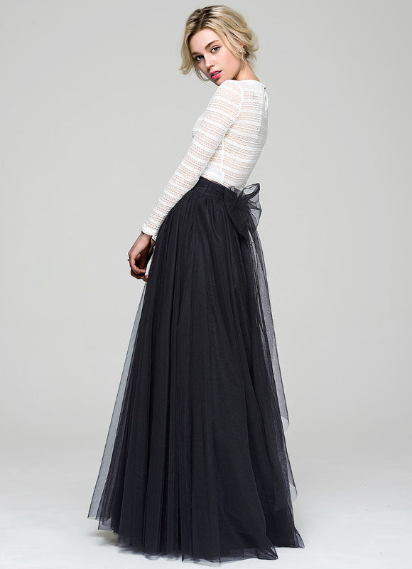 Robe Trapèze Tulle Noir Éthéré - gallery 2