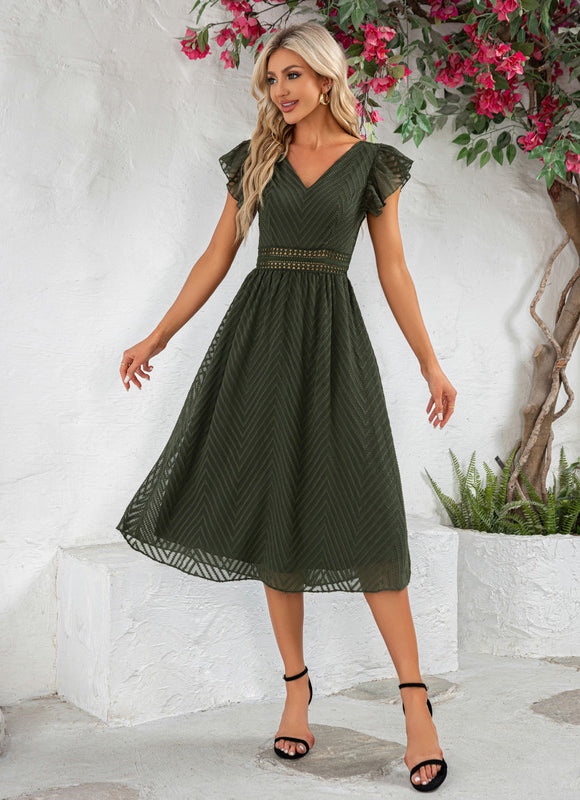 Robe Trapèze Feuille Émeraude - gallery 4