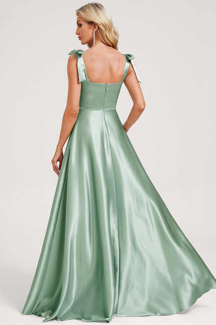 Robe Trapèze Satinée Vert Deau - gallery 4