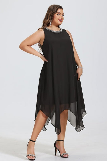 Robe Trapèze Noir Chiffon Chic - gallery 8