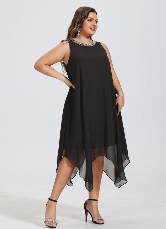 Robe Trapèze Noir Chiffon Chic - gallery 8