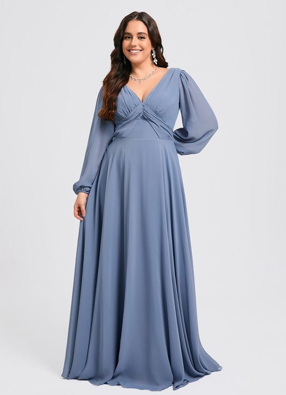 Robe Trapèze Longue Beige Élégante - gallery 7