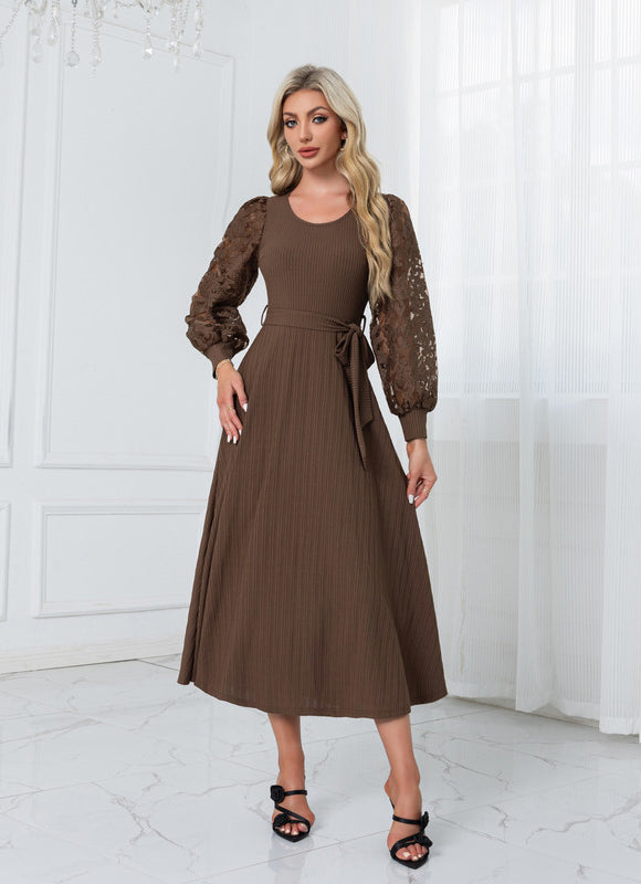 Robe Trapèze Châtaigne Élégante - gallery 2