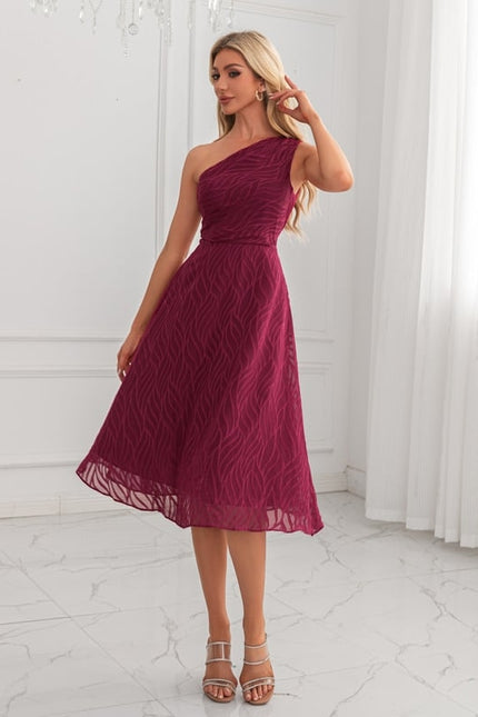 Robe Trapèze Bordeaux Ondulée - gallery 4