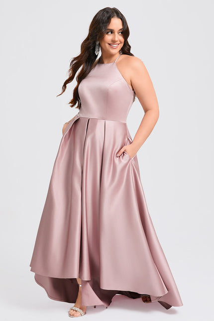 Robe Trapèze Satin Rosé Élancé - gallery 8