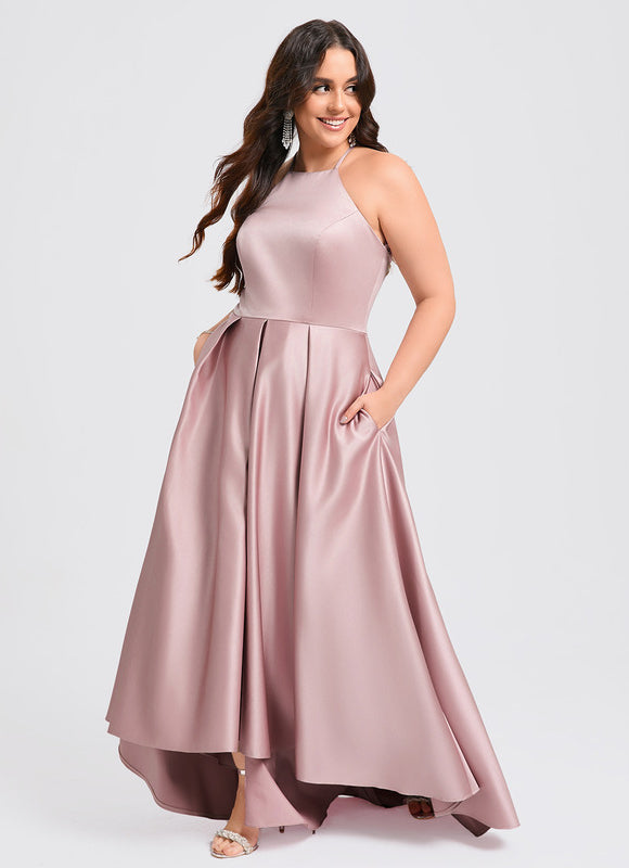 Robe Trapèze Satin Rosé Élancé - gallery 8