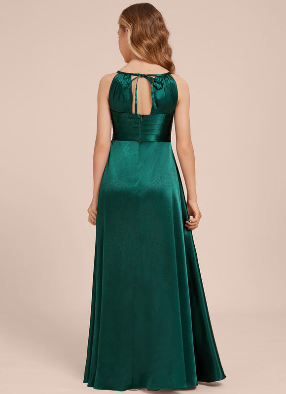 Robe Trapèze Satinée Longue Émeraude - gallery 5