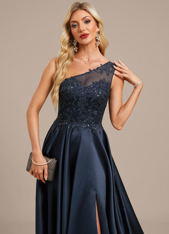 Robe Trapèze Satin Étoilé Noir - gallery 1