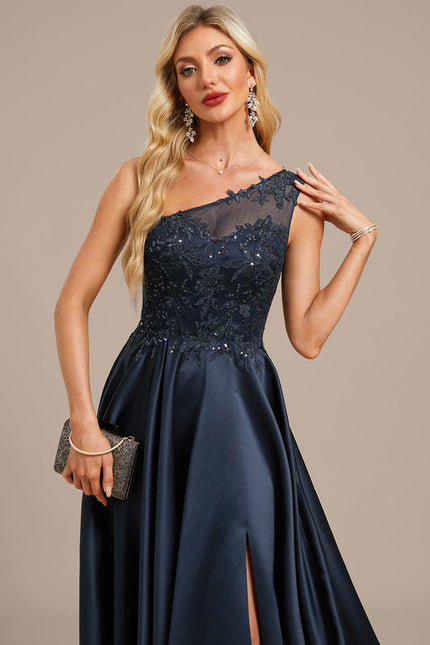 Robe Trapèze Satin Étoilé Noir - gallery 1