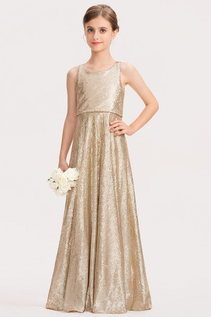 Robe Trapèze Pailletée Dorée - gallery 2