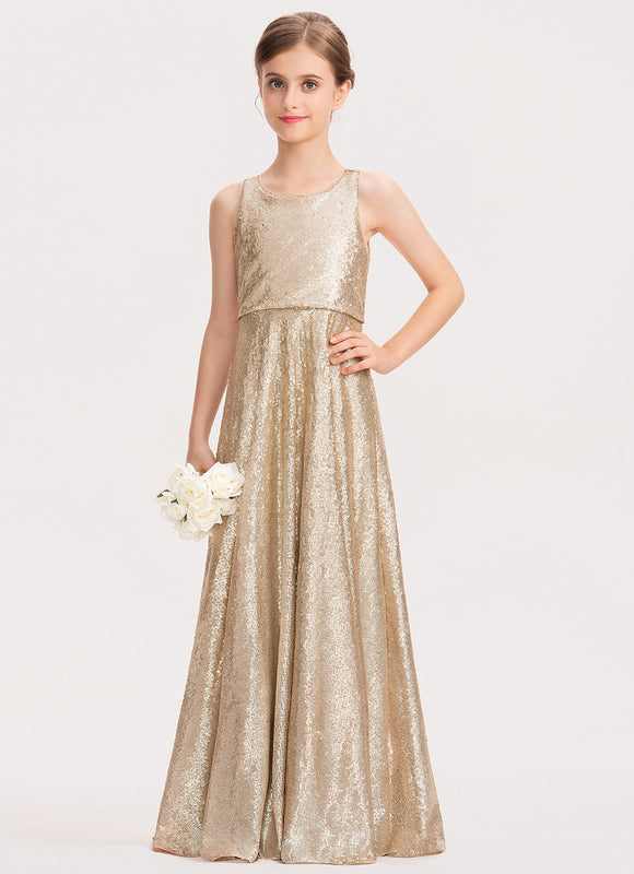 Robe Trapèze Pailletée Dorée - gallery 2