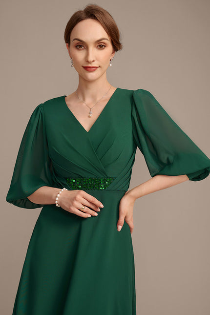 Robe Trapèze Vert Émeraude Élégant - gallery 2