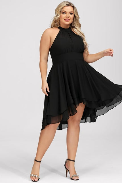 Robe Trapèze Noire Asymétrique Mousseline - gallery 5