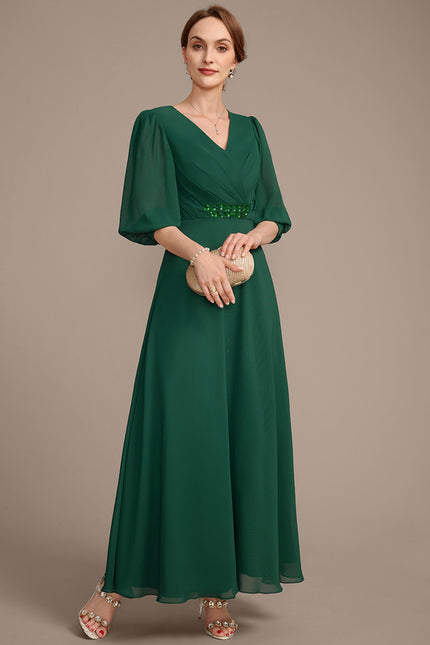 Robe Trapèze Vert Émeraude Élégant - gallery 5