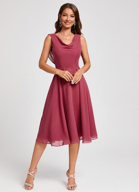 Robe Trapèze Satin Rosé - gallery 7