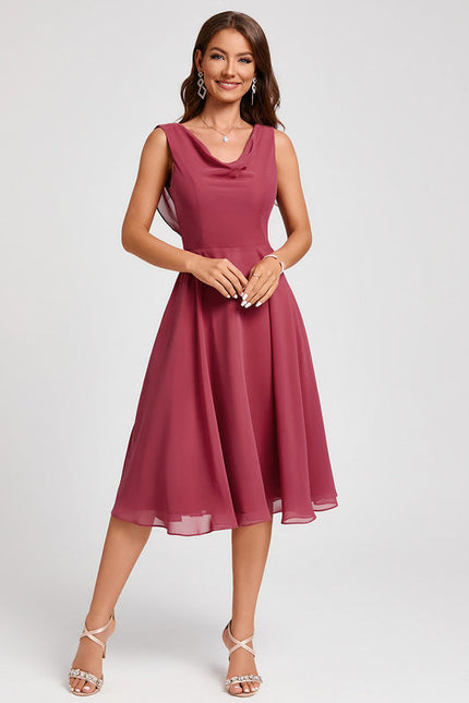 Robe Trapèze Satin Rosé - gallery 7