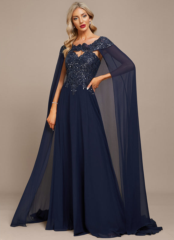 Robe Trapèze Bleue Marine Bal De Soirée - gallery 1