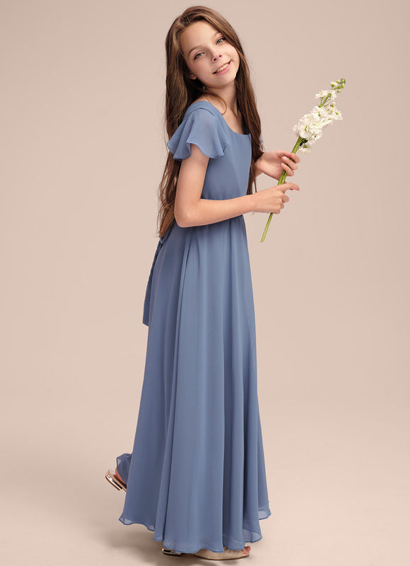 Robe Trapèze Mousseline Bleue - gallery 2