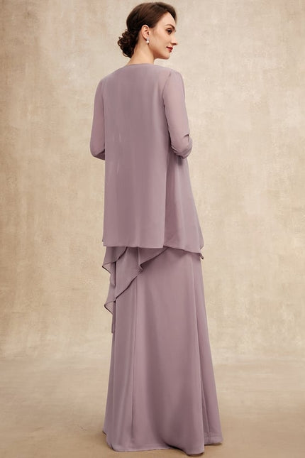 Robe Trapèze Bleue Marine Longue Avec Perles - gallery 4