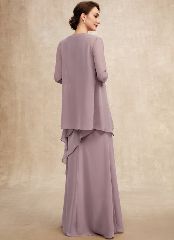 Robe Trapèze Bleue Marine Longue Avec Perles - gallery 4