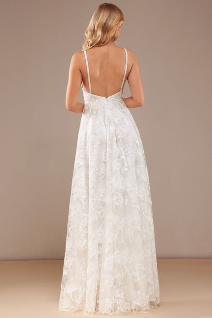 Robe Trapèze Blanche Dentelle Mariage - gallery 2