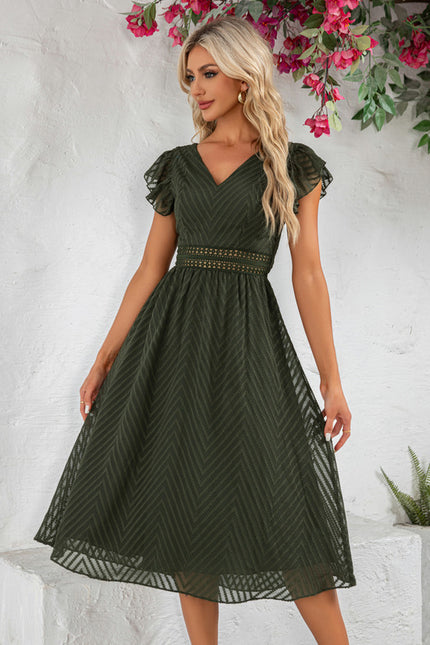 Robe Trapèze Feuille Émeraude