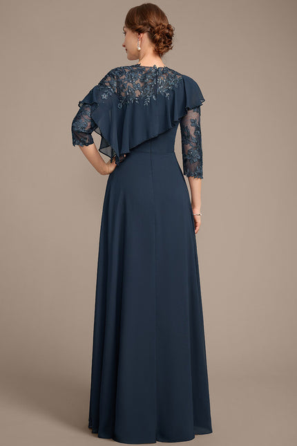 Robe Trapèze Marine Florale - gallery 5