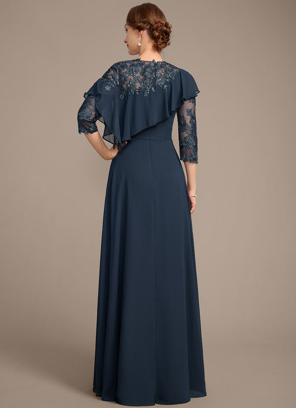 Robe Trapèze Marine Florale - gallery 5
