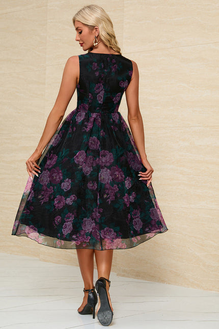 Robe Trapèze Fleur Sombre - gallery 3