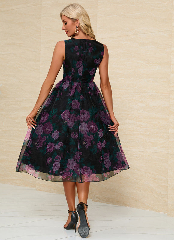 Robe Trapèze Fleur Sombre - gallery 3