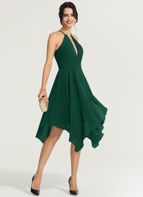 Robe Trapèze Bleue Navy Perlée Asymétrique
