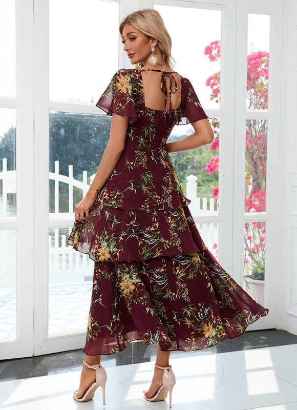 Robe Trapèze Fleur Rose Éthérée - gallery 4