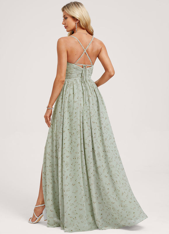 Robe Trapèze Longue Beige Élégante - gallery 4