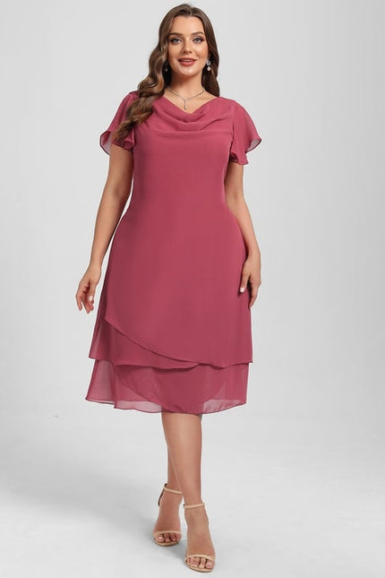 Robe Trapèze Satin Rosé - gallery 7
