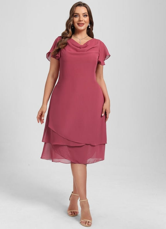 Robe Trapèze Satin Rosé - gallery 7